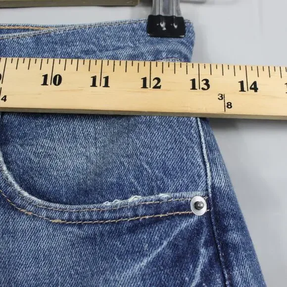 Frame Shorts Womens 24 Le Vintage Bermuda Heartbreaker Frayed Hem High Rise Blue - Picture 10 of 15